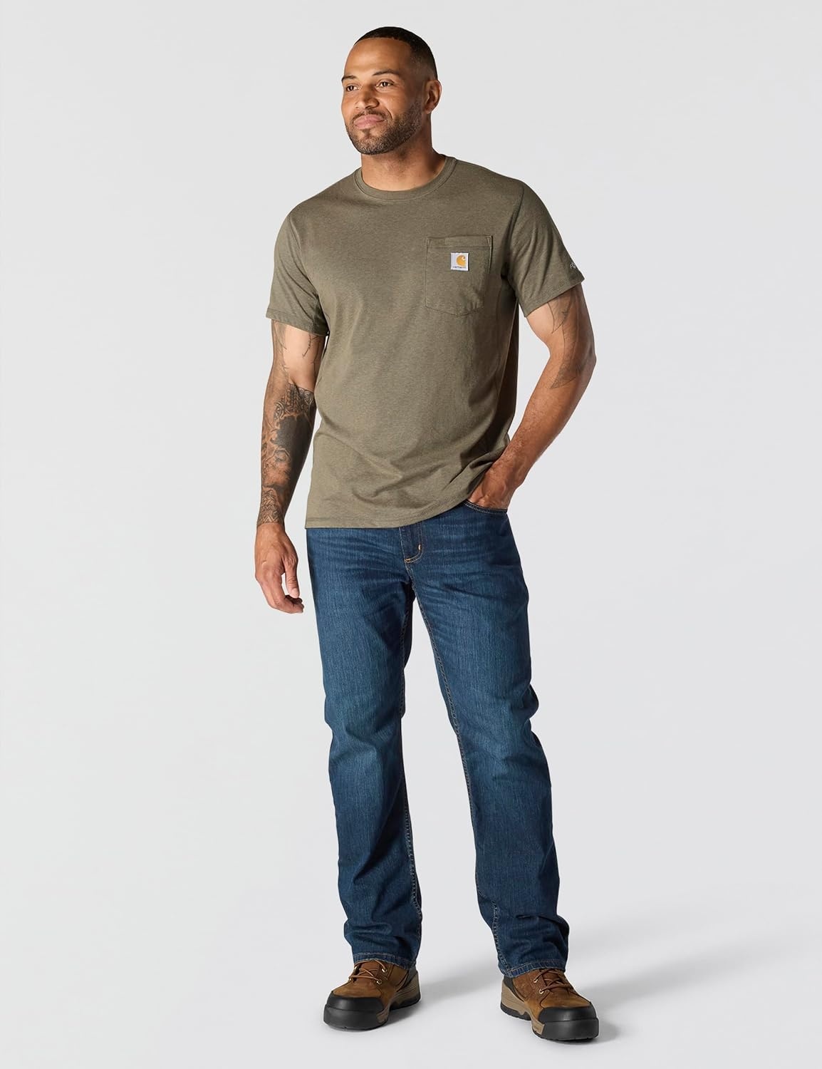 image:imageCarhartt Mens Force Relaxed Fit Midweight ShortSleeve Pocket TShirtBasil Heather