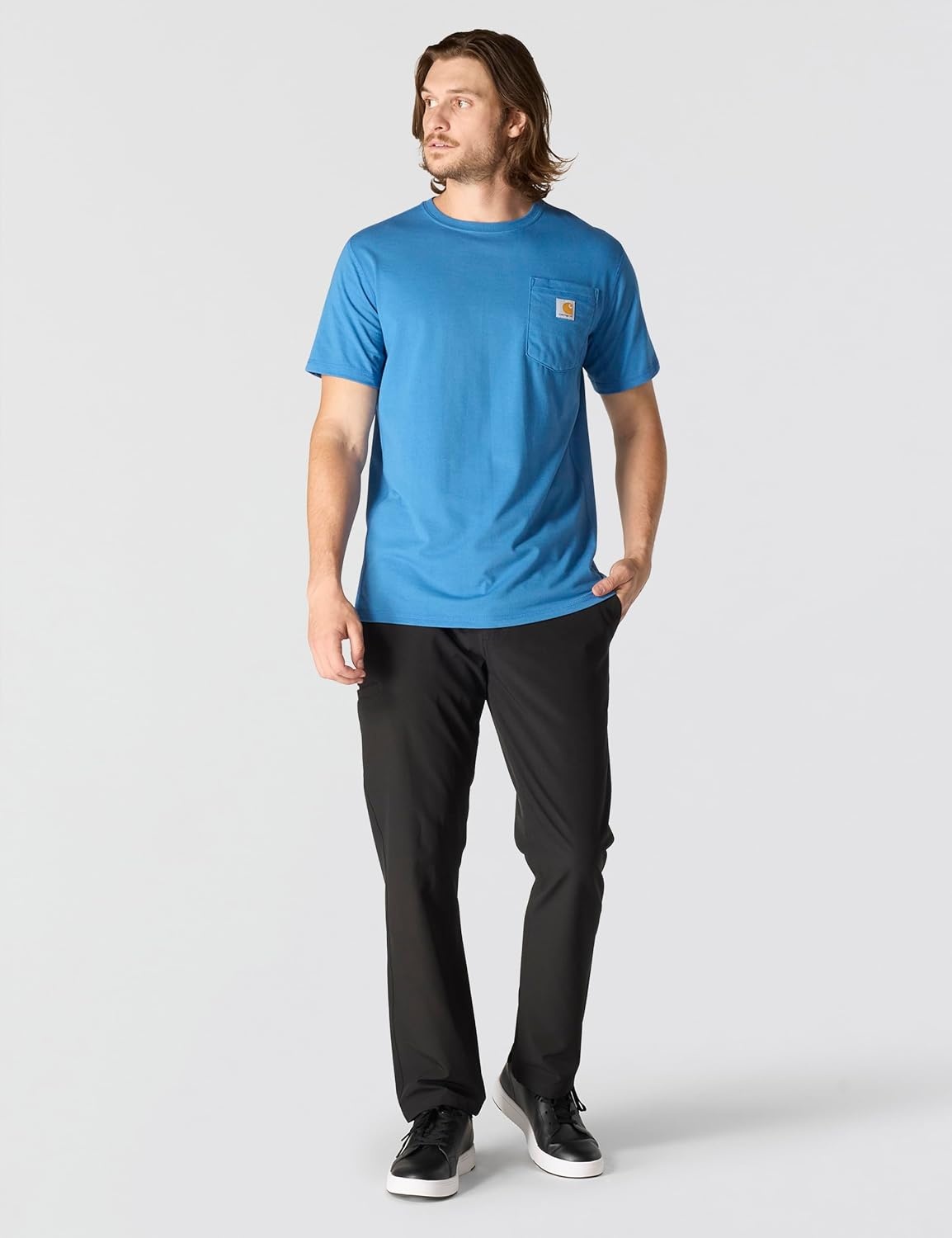 image:imageCarhartt Mens Force Relaxed Fit Midweight ShortSleeve Pocket TShirtDark Horizon Blue Heather