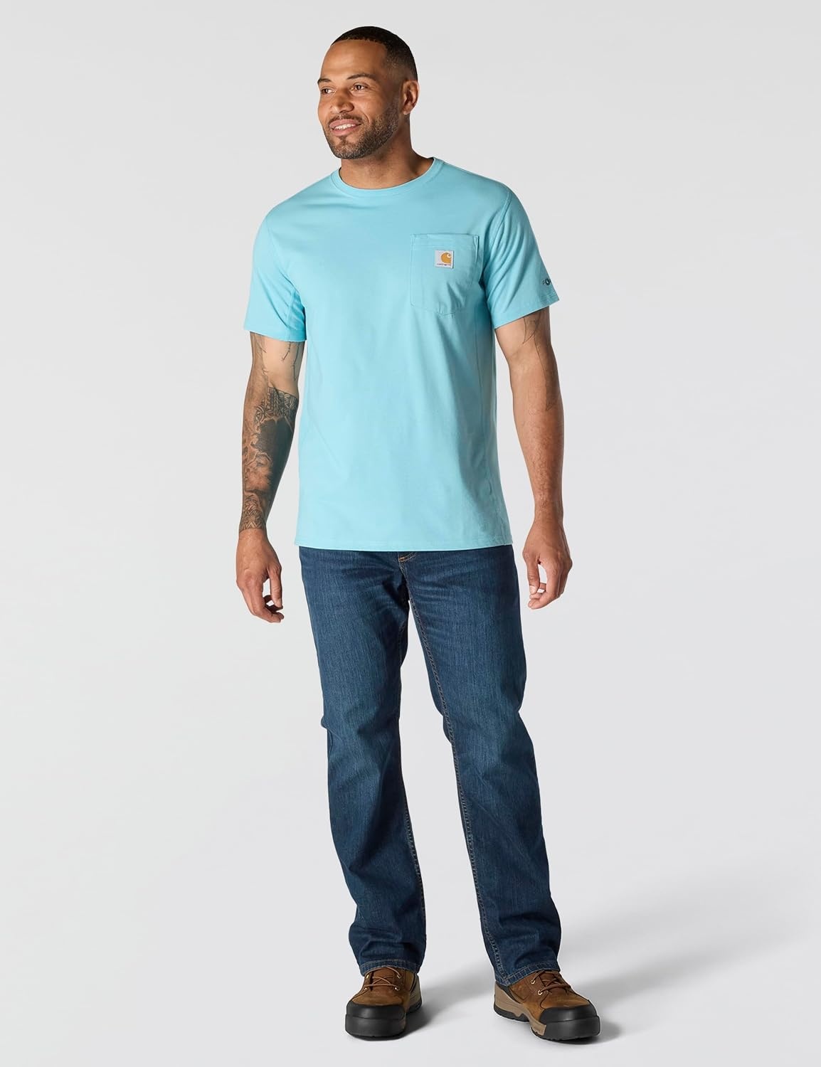 image:imageCarhartt Mens Force Relaxed Fit Midweight ShortSleeve Pocket TShirtDusted Aqua