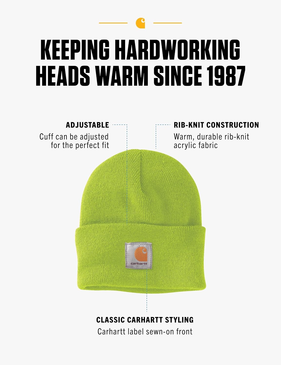 image:imageCarhartt Mens Knit Cuffed BeanieBrite Lime
