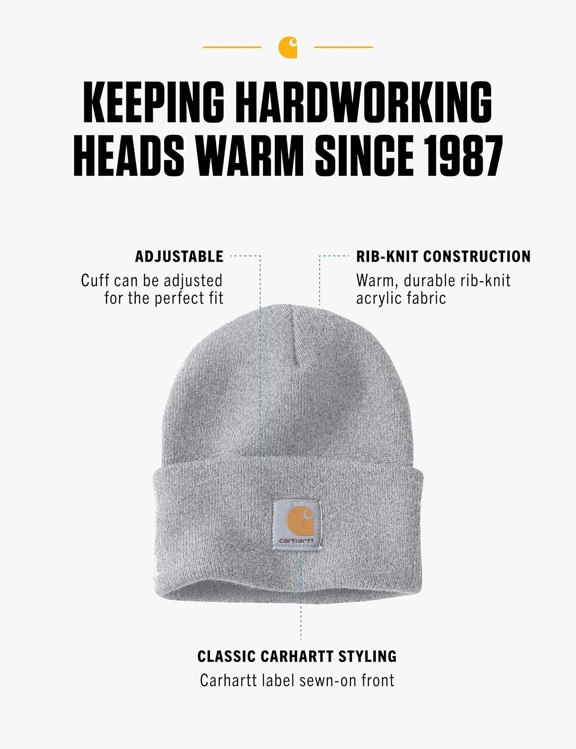 image:imageCarhartt Mens Knit Cuffed BeanieHeather Gray