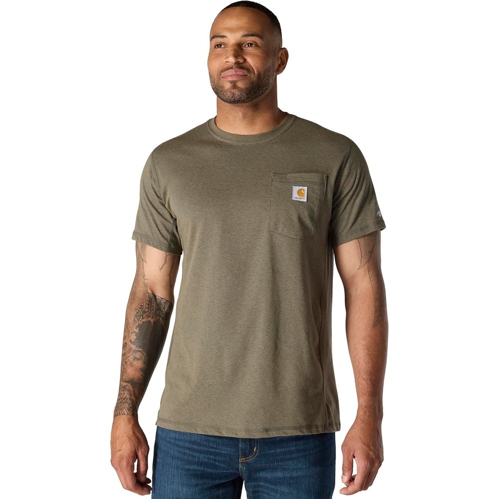 image:imageCarhartt Mens Force Relaxed Fit Midweight ShortSleeve Pocket TShirtBasil Heather