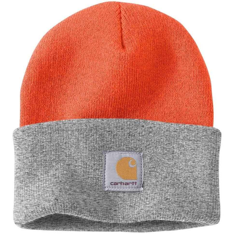 image:imageCarhartt Mens Knit Cuffed BeanieBrite OrangeHeather Grey